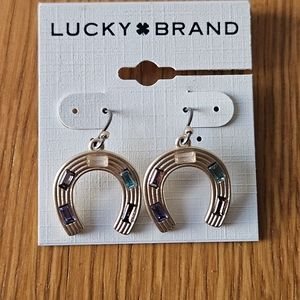 Lucky Brand Set Stone Horseshoe Drop Earring